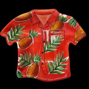90s Clay Art Ceramic Hawaiian Shirt Bowl 7 x 9 in Nut Dish or Replacement Orange